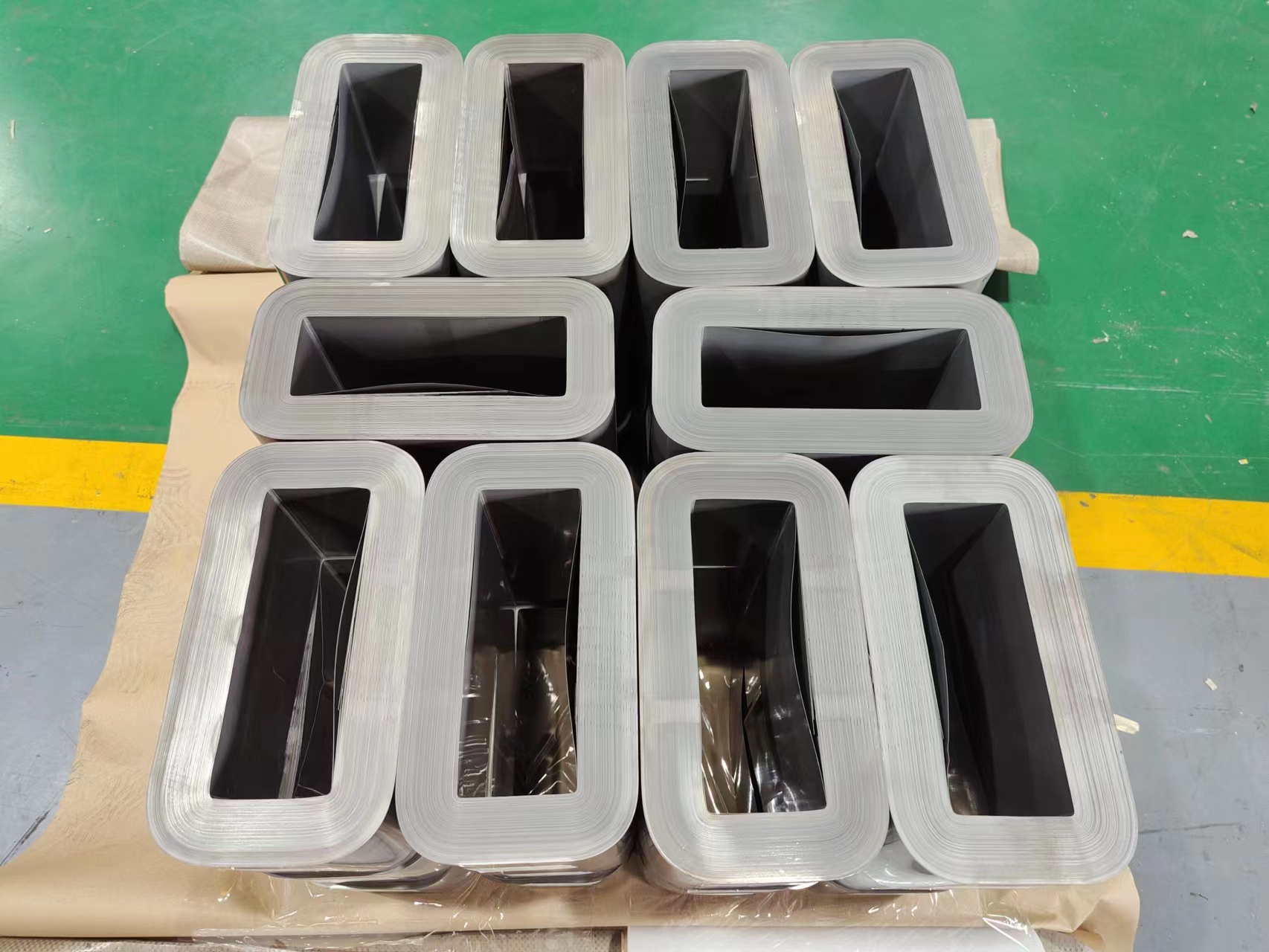 Top view of rectangular wound CRGO cores with different window sizes